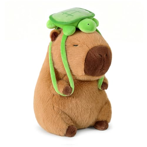 Ditucu Cute Capybara Plush with Turtle Backpack Soft Capibara Stuffed Animal Plushies Toys Hugging Gifts for Kids Brown 13 inch - Image 1