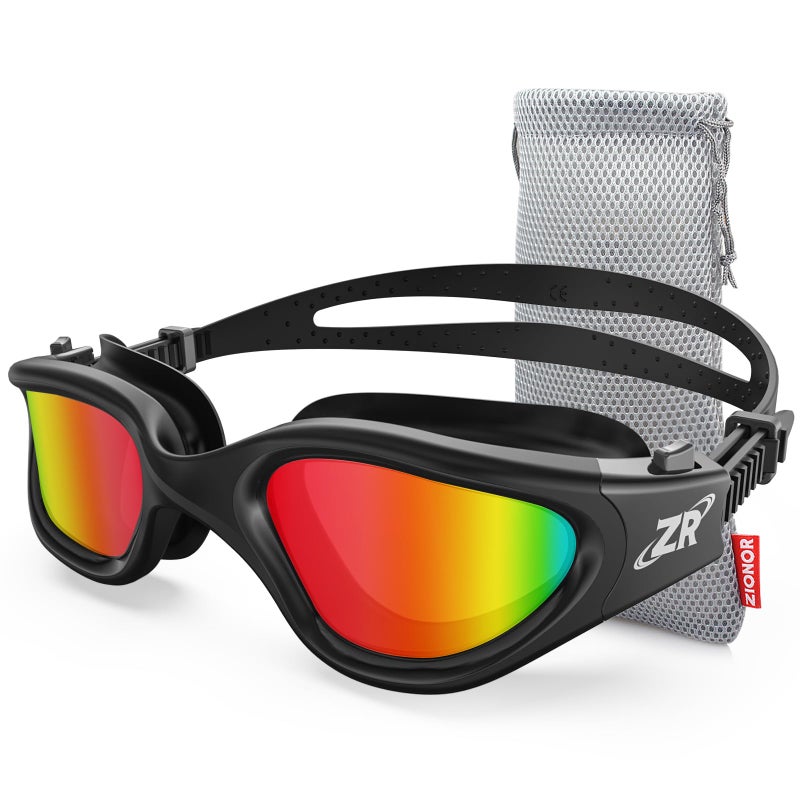 ZIONOR Swim Goggles, G1 Polarized Swimming Goggles UV Protection Leakproof Anti-fog Adjustable Strap for Adult Men Women (Polarized Mirror Red Lens) - Image 1