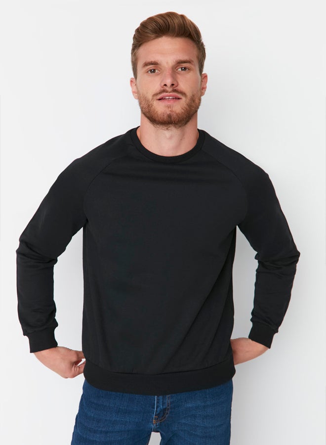 trendyol Black Regular/Normal Cut Fleece Inside/Warm Sweatshirt - Image 2