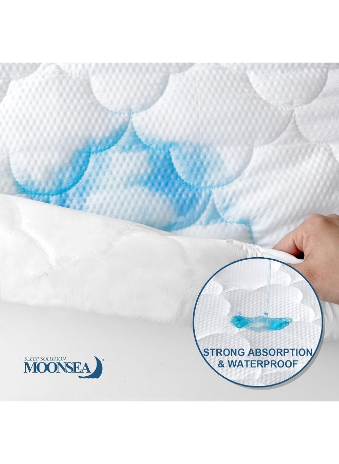 Moonsea Moonsea Crib Mattress Protector Pad Waterproof, Extra Plush Toddler Crib Pad Cover, Noiseless and Breathable Quilted Sheet for Boys and Girls  - Image 4
