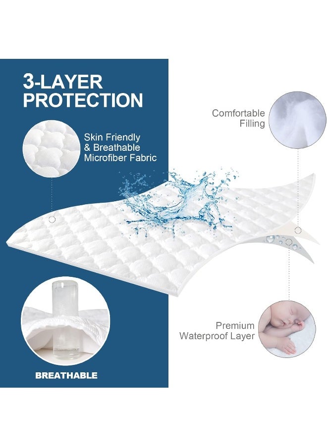 Moonsea Moonsea Crib Mattress Protector Pad Waterproof, Extra Plush Toddler Crib Pad Cover, Noiseless and Breathable Quilted Sheet for Boys and Girls  - Image 5