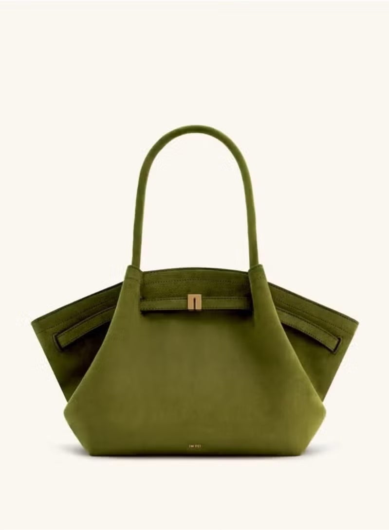 JW PEI Hana Medium Faux Suede Tote -Dark Olive - Image 1
