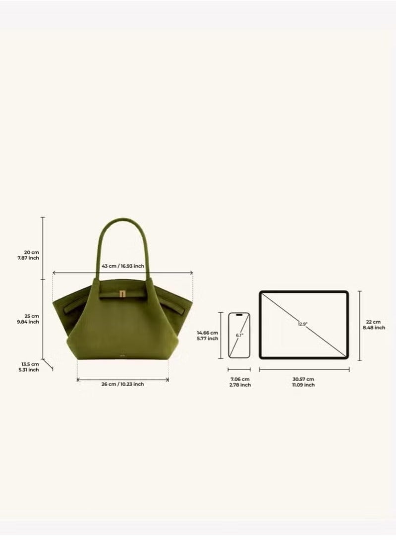 JW PEI Hana Medium Faux Suede Tote -Dark Olive - Image 5