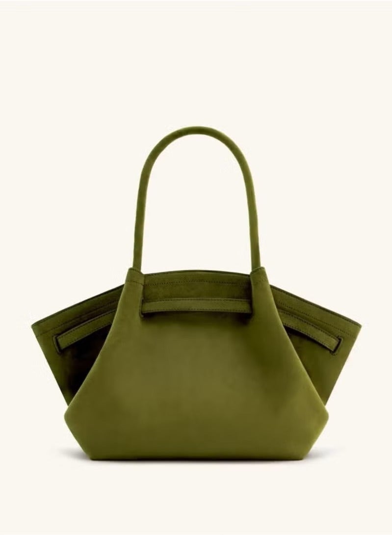 JW PEI Hana Medium Faux Suede Tote -Dark Olive - Image 3