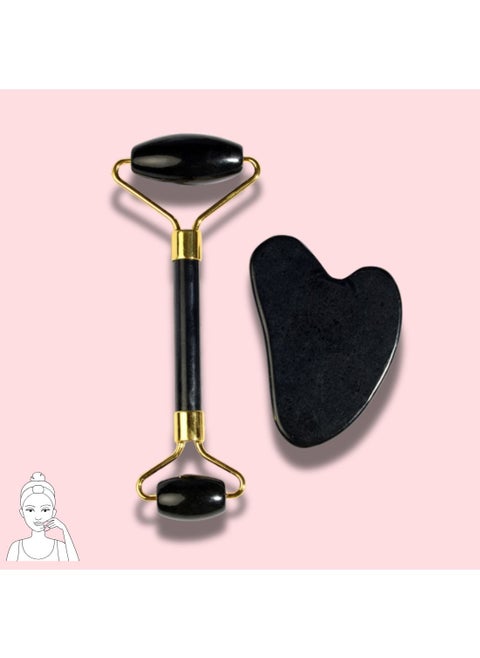 Gua Sha Set Jade Roller Massager Face Scraping Board Anti-aging Scraping Plate-2PCS