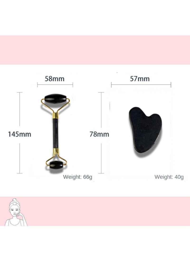 Gua Sha Set Jade Roller Massager Face Scraping Board Anti-aging Scraping Plate-2PCS