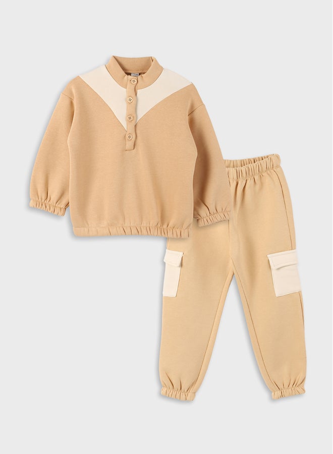 LC WAIKIKI Turtleneck Long Sleeve Baby Girl Sweatshirt and Pants 2-Piece Set  - Image 1