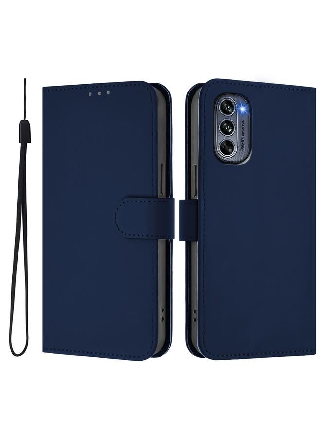 S-TOP Case For Motorola Moto G62 5G Global Skin Feel Solid Color Leather Phone Case with Lanyard - Image 2