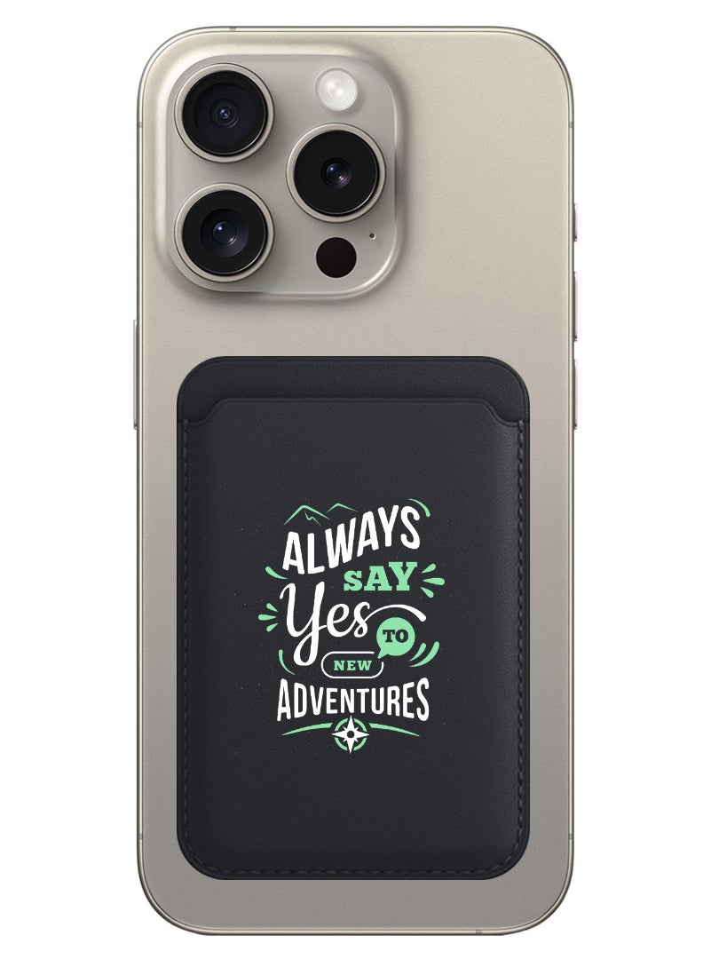 Theodor Magnetic Wallet, Compatible with MagSafe Wallet, for iPhone Wallet, for iPhone 16/15/14/13/12 Series, Not for iPhone 13/12 mini, 3 Card Holder, Vegan Leather, Black - always say yes to - Image 1