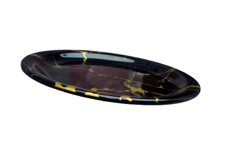 Servewell Melamine Quarter Serving Plate Set of 4 BlackGold - Image 5