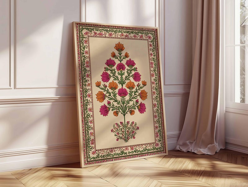 TNESSENTIAL Indian Floral Art Print, Vintage Botanical Poster, Folk Style Decor - Image 2