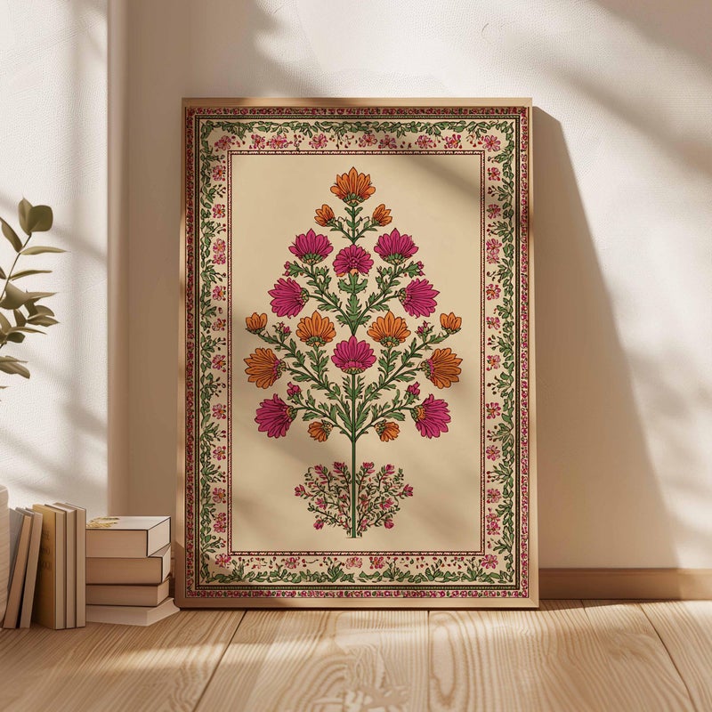 TNESSENTIAL Indian Floral Art Print, Vintage Botanical Poster, Folk Style Decor - Image 5