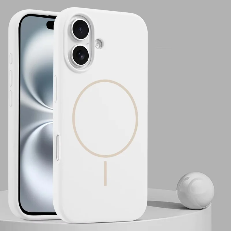 Mobcos Mobcos iPhone 17 White Luxury Magnetic Compatible for iPhone Series – Shockproof, Slim Fit, Soft-Touch Protective Cover with Magnetic Wireless Charging Support