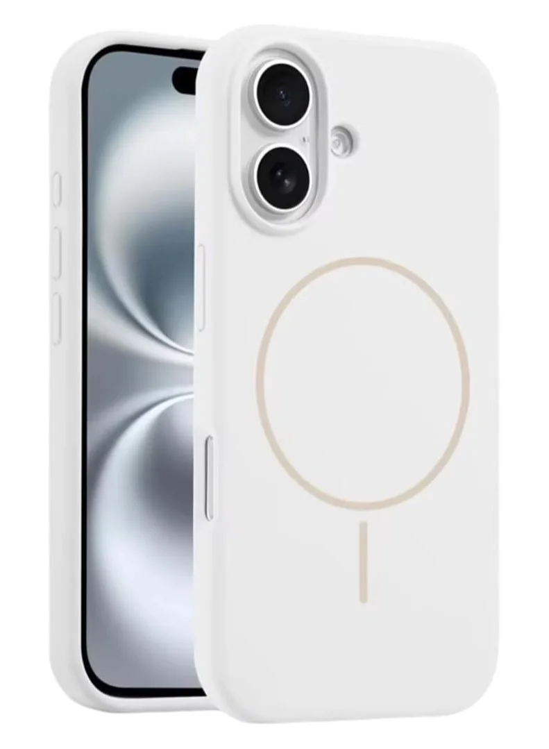 Mobcos Mobcos iPhone 17 White Luxury Magnetic Compatible for iPhone Series – Shockproof, Slim Fit, Soft-Touch Protective Cover with Magnetic Wireless Charging Support
