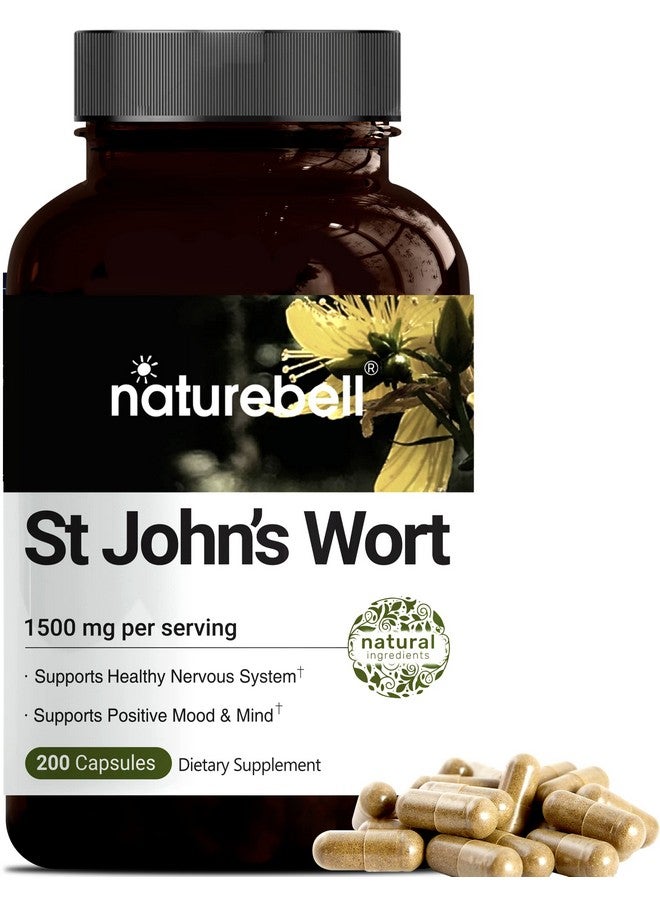NatureBell St John Wort Supplement 1500Mg Per Serving With 2250Mcg Hypericin 2 In 1 Formula St John Wort Complex 200 Capsules Promote Emotional Balance Joyful Mood & Stress Response - Image 1