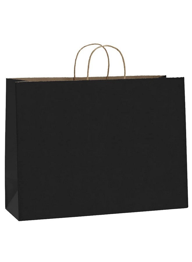 BagDream 25Pcs 16X6X12 Inches Kraft Paper Bags With Handles Bulk Gift Bags Shopping Bags For Grocery Merchandise Party 100% Recyclable Large Black Paper Bags - Image 1