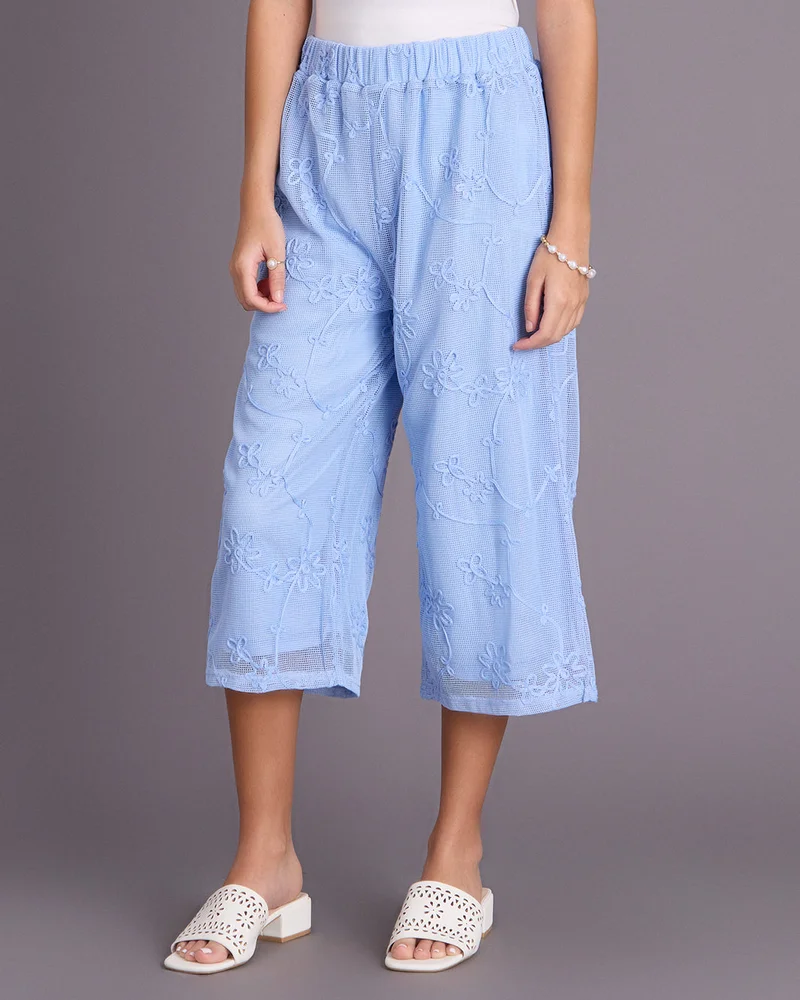Redtag Senior Girls Blue Jacquard Culottes