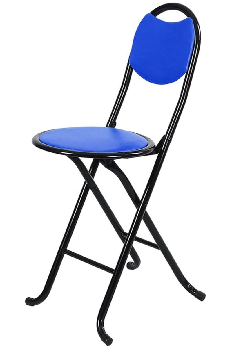 Pro Hanson Portable Metal Folding Chair for Prayers and Trips with PU Soft Back Support, Blue - Image 1