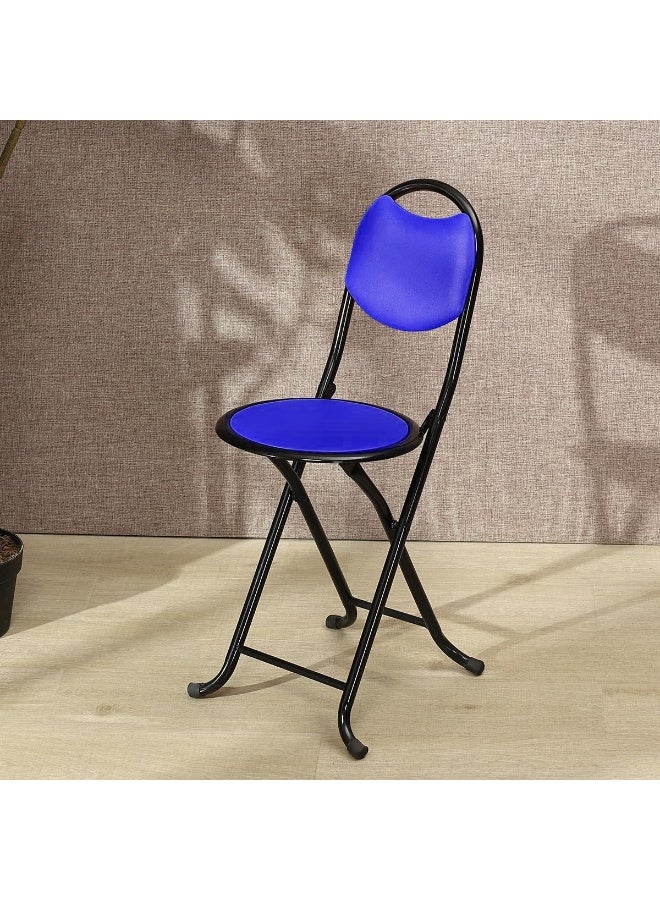 Pro Hanson Portable Metal Folding Chair for Prayers and Trips with PU Soft Back Support, Blue - Image 3