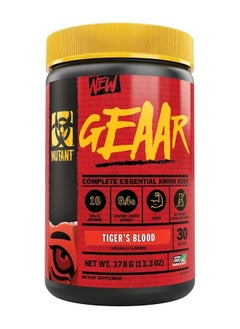 GEAAR - 9.4g of EAA Powder + Arginine, 7g BCAAs, 4g Leucine, Electrolytes, Coconut Water, No Artificial Colors or Flavors, Delicious Taste - 30 Servings - Tiger's Blood - 378g
