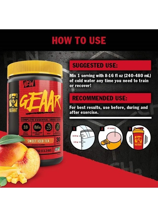 Mutant - GEAAR - 9.4g of EAA Powder + Arginine, 7g BCAAs, 4g Leucine, Electrolytes, Coconut Water, No Artificial Colors or Flavors, Delicious Taste - 30 Servings - Tiger's Blood - 378g - Image 1