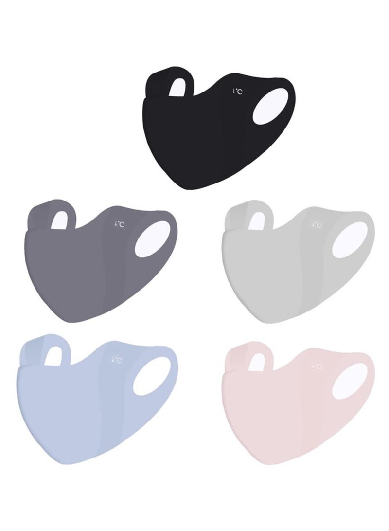 10-Pack Reusable Breathable Cotton Face Masks (5 Colors×2) - UV Protection & Dustproof - Black+Light Blue+Dark Gray+Light Gray+Lavender - Image 1