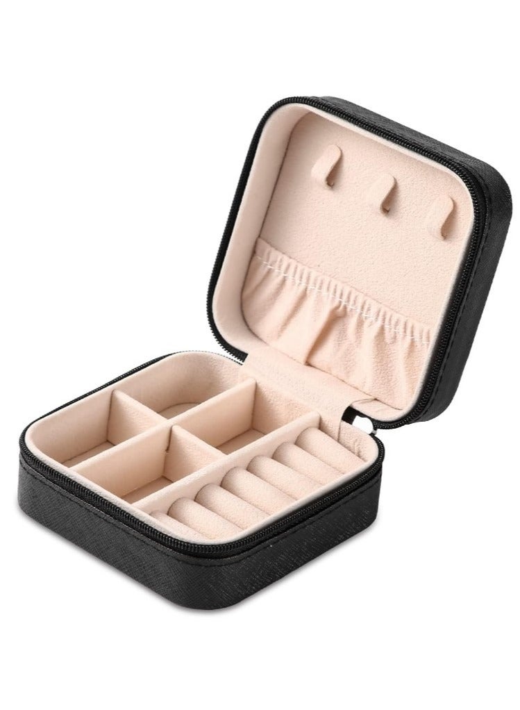 Small Leather Jewelry Box Easy Carry Jewelry Ring Organizer Gift Box for Girls Women - Jewelry Case Box Makeup Cosmetic Organizer for Women - Holder for Necklaces Earrings Bracelets Rings Accessories Organizer, Jewelry Box for Earrings Bracelets Rings Necklaces Storage Jewelry Box Organizer Jewelry Box Case for Accessories Makeup, Accessories Organizer Gold Silver Accessories Organizer - Small Travel Jewelry Box PU Leather Bag Organizer Portable Display for Women for Necklaces Earrings Rings Accessories - Image 1