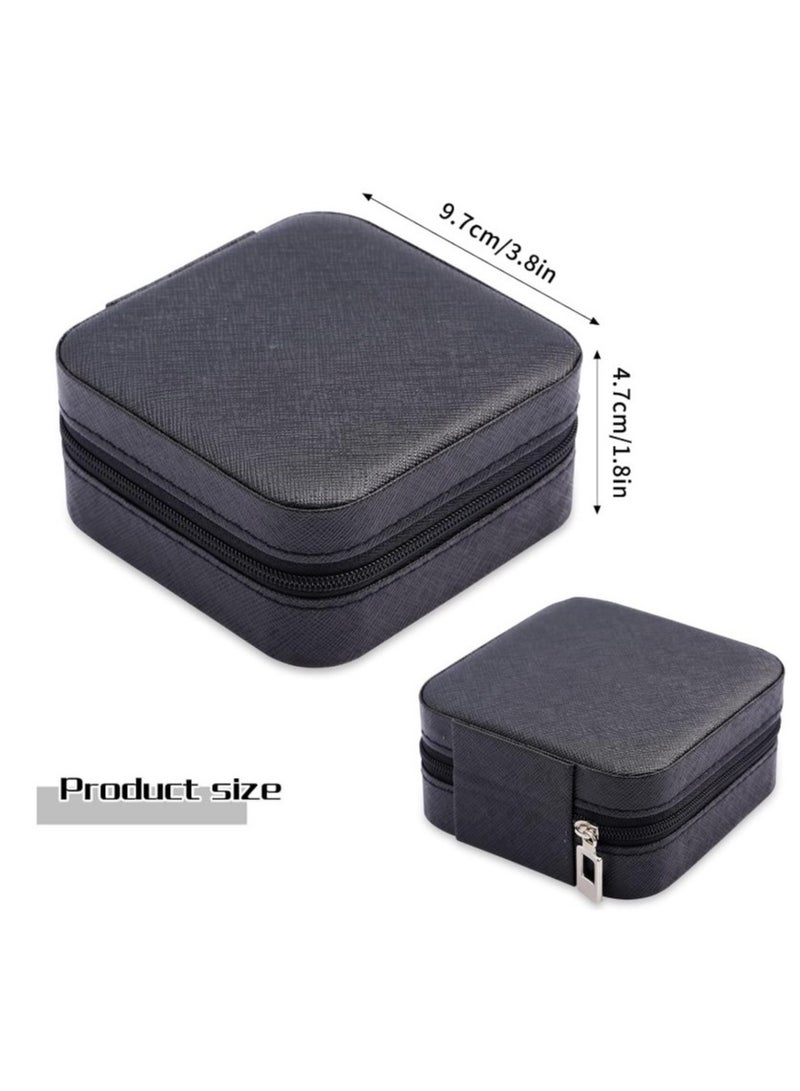 Small Leather Jewelry Box Easy Carry Jewelry Ring Organizer Gift Box for Girls Women - Jewelry Case Box Makeup Cosmetic Organizer for Women - Holder for Necklaces Earrings Bracelets Rings Accessories Organizer, Jewelry Box for Earrings Bracelets Rings Necklaces Storage Jewelry Box Organizer Jewelry Box Case for Accessories Makeup, Accessories Organizer Gold Silver Accessories Organizer - Small Travel Jewelry Box PU Leather Bag Organizer Portable Display for Women for Necklaces Earrings Rings Accessories - Image 2