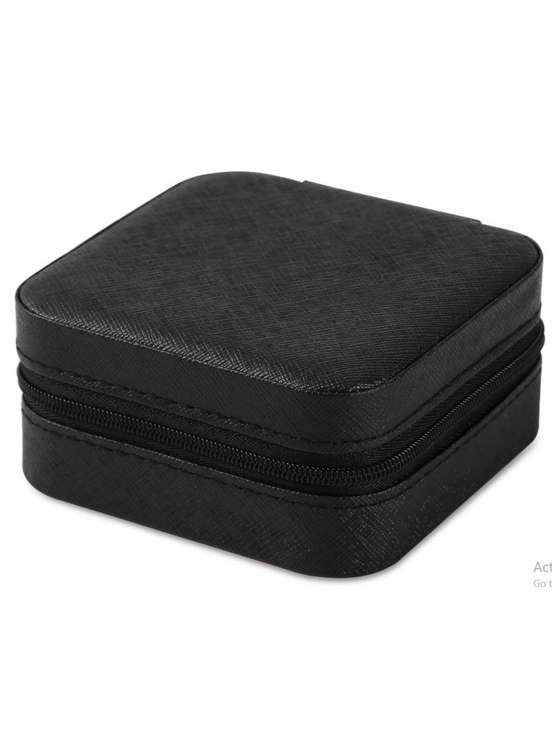 Small Leather Jewelry Box Easy Carry Jewelry Ring Organizer Gift Box for Girls Women - Jewelry Case Box Makeup Cosmetic Organizer for Women - Holder for Necklaces Earrings Bracelets Rings Accessories Organizer, Jewelry Box for Earrings Bracelets Rings Necklaces Storage Jewelry Box Organizer Jewelry Box Case for Accessories Makeup, Accessories Organizer Gold Silver Accessories Organizer - Small Travel Jewelry Box PU Leather Bag Organizer Portable Display for Women for Necklaces Earrings Rings Accessories - Image 3