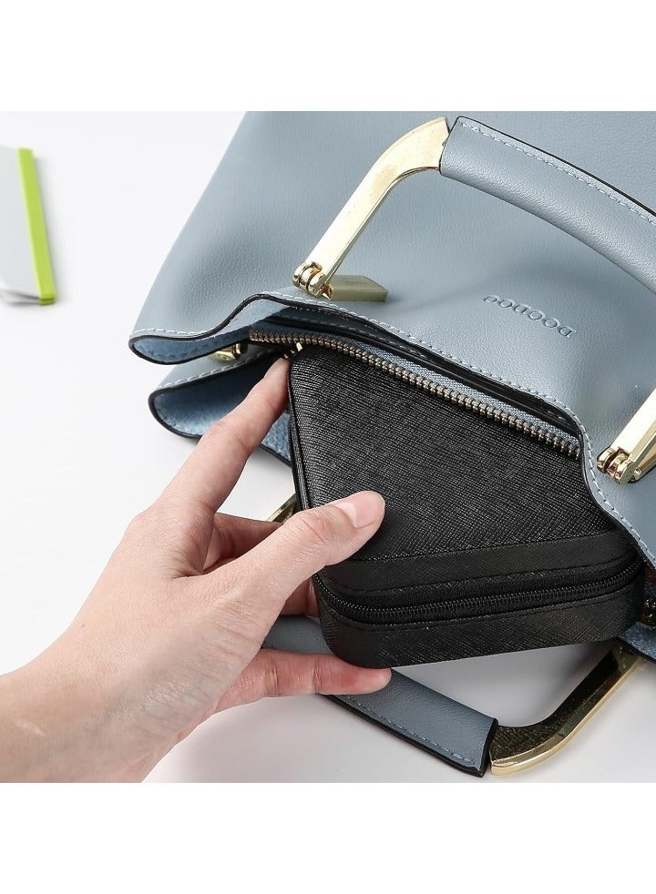 Small Leather Jewelry Box Easy Carry Jewelry Ring Organizer Gift Box for Girls Women - Jewelry Case Box Makeup Cosmetic Organizer for Women - Holder for Necklaces Earrings Bracelets Rings Accessories Organizer, Jewelry Box for Earrings Bracelets Rings Necklaces Storage Jewelry Box Organizer Jewelry Box Case for Accessories Makeup, Accessories Organizer Gold Silver Accessories Organizer - Small Travel Jewelry Box PU Leather Bag Organizer Portable Display for Women for Necklaces Earrings Rings Accessories - Image 4