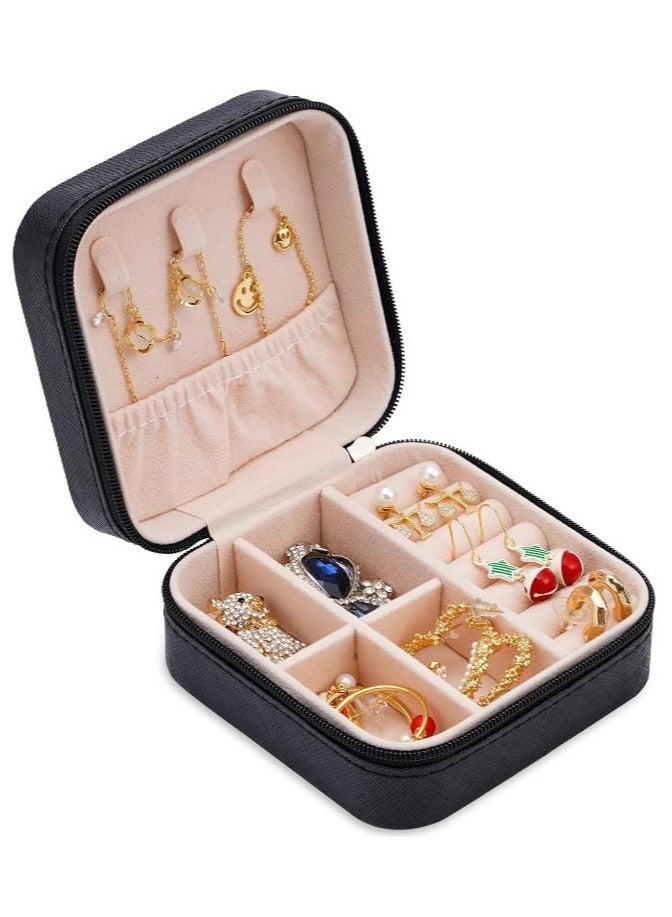 Small Leather Jewelry Box Easy Carry Jewelry Ring Organizer Gift Box for Girls Women - Jewelry Case Box Makeup Cosmetic Organizer for Women - Holder for Necklaces Earrings Bracelets Rings Accessories Organizer, Jewelry Box for Earrings Bracelets Rings Necklaces Storage Jewelry Box Organizer Jewelry Box Case for Accessories Makeup, Accessories Organizer Gold Silver Accessories Organizer - Small Travel Jewelry Box PU Leather Bag Organizer Portable Display for Women for Necklaces Earrings Rings Accessories - Image 5