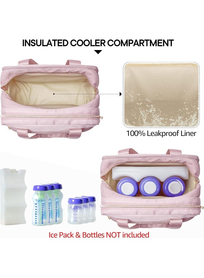 Fasrom Wearable Breast Pump Bag with Cooler Compatible with Elvie and Willow Hands-Free Pumps and Medela Pump in Style, Portable Pump Carrying Case for Working Moms, Pink (Bag Only, Patent Design) - Image 3