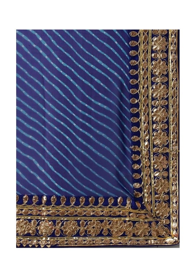 مملكة الإكسسوارات ساري جورجيت ليهريا نسائي مع حافة عمل غوتا باتي  - Image 5
