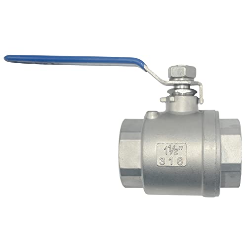 DAN SPEED 1.5" NPT Female Threaded Full Port Ball Valve with Blue Vinyl Lever Handle,316 Stainless Steel,WOG1000(1-1/2 Inch) - Image 3