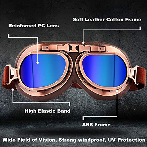 Peicees Vintage Helmet Goggles Motorcycle Goggles Bike Motorcross Pilot Goggle - Image 4