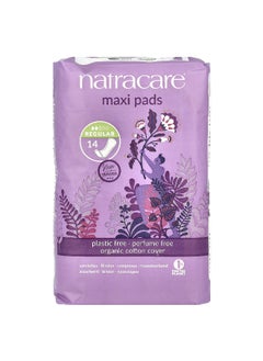 NATRACARE Natracare, Maxi Pads, Organic Cotton Cover, Regular, 14 Pads  - Image 1