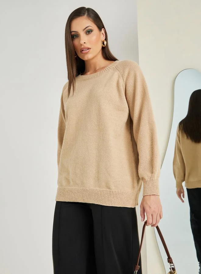 Styli Oversized Longline Round Neck Sweater