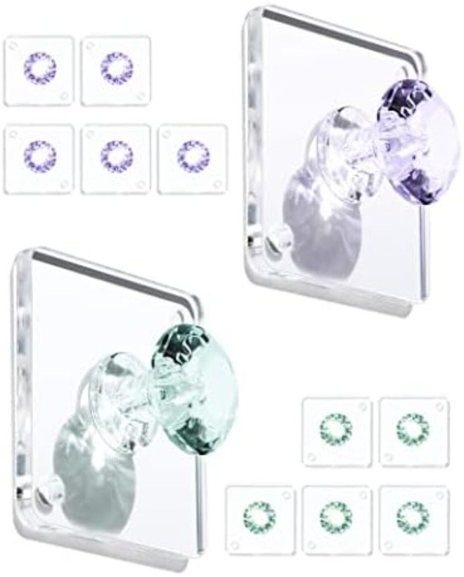 Zreal Diamond Acrylic Adhesive Wall Hooks, 12-Pack Small Clear Decorative Hooks for Keys, Jewelry, Towels, Kitchen & Bathroom - Image 1