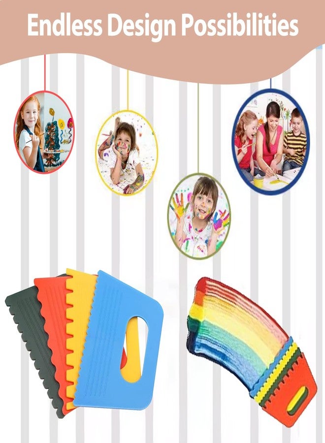 YAFIYGI 4Pcs Texture Tools for Plaster Art Paint Scrapers Kit for Arts and Crafts DIY Graffiti Oil Painting and Drawing Kids' Play Early Learning Toys for Texture Art on Canvas Kids Putty Scraper for Art - Image 3