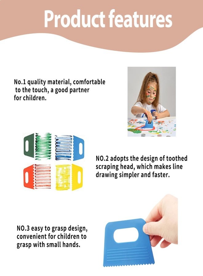 YAFIYGI 4Pcs Texture Tools for Plaster Art Paint Scrapers Kit for Arts and Crafts DIY Graffiti Oil Painting and Drawing Kids' Play Early Learning Toys for Texture Art on Canvas Kids Putty Scraper for Art - Image 5