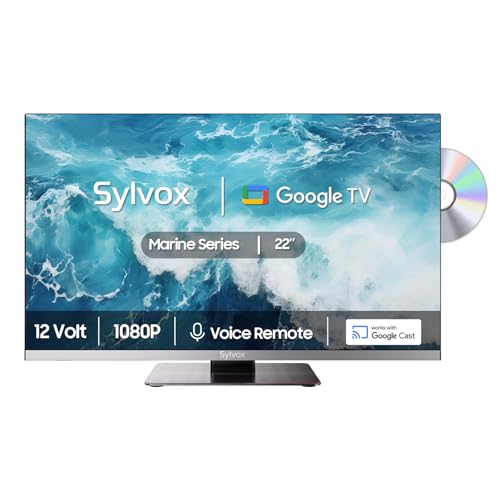 SYLVOX 12 Volt TV, 22" Smart Television with DVD Player Built in, 1080P Google OS ATSC NTSC WiFi Bluetooth HDMI USB, AC/DC Powered, 12V TV for RV Camper Boat Coastal Home (Marine Series) - Image 1
