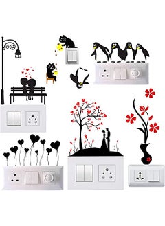 Meet Cute Meet Cute Couple Pot Art Switch Penal Sticker for Your Home Switch Boards Pack of 6 Desg_06 