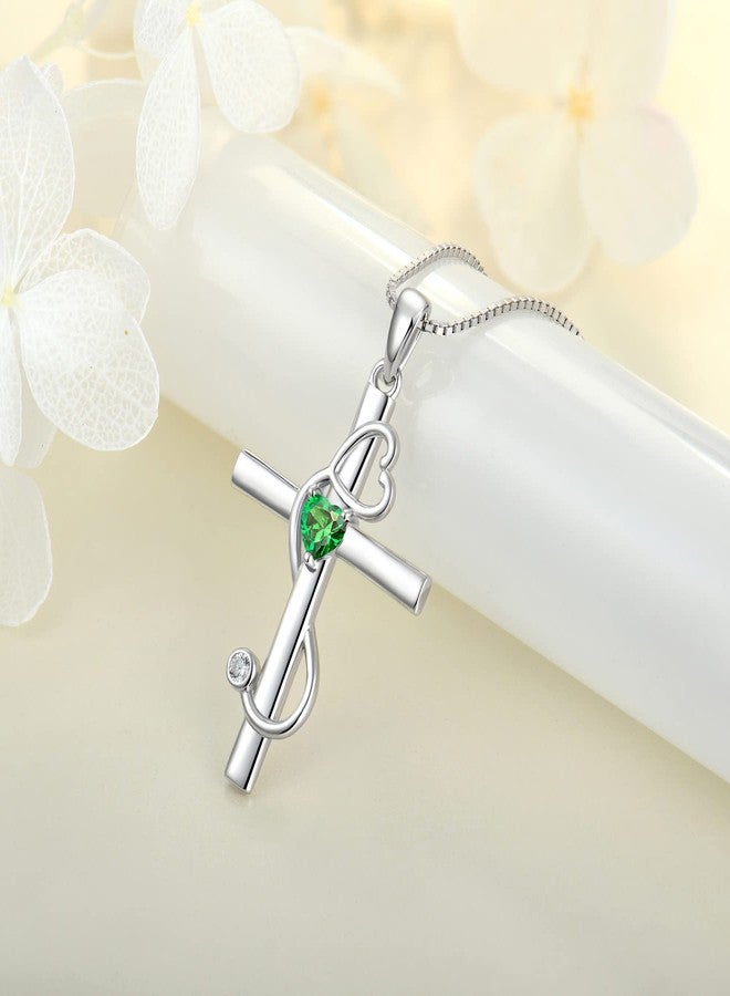 YL Stethoscope Cross Necklace 925 Sterling Silver Doctor Nurse Medical Pendant Created Emerald Jewelry for Women - Image 5