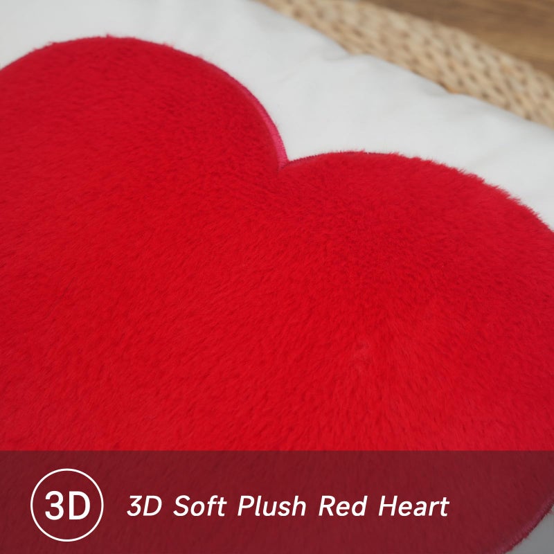 GEEORY Valentine's Day Pillow Cover 18x18 Inch, 3D Red Plush Heart Decor â€“ Soft Romantic Sofa/Bed Cushion Case - Image 2