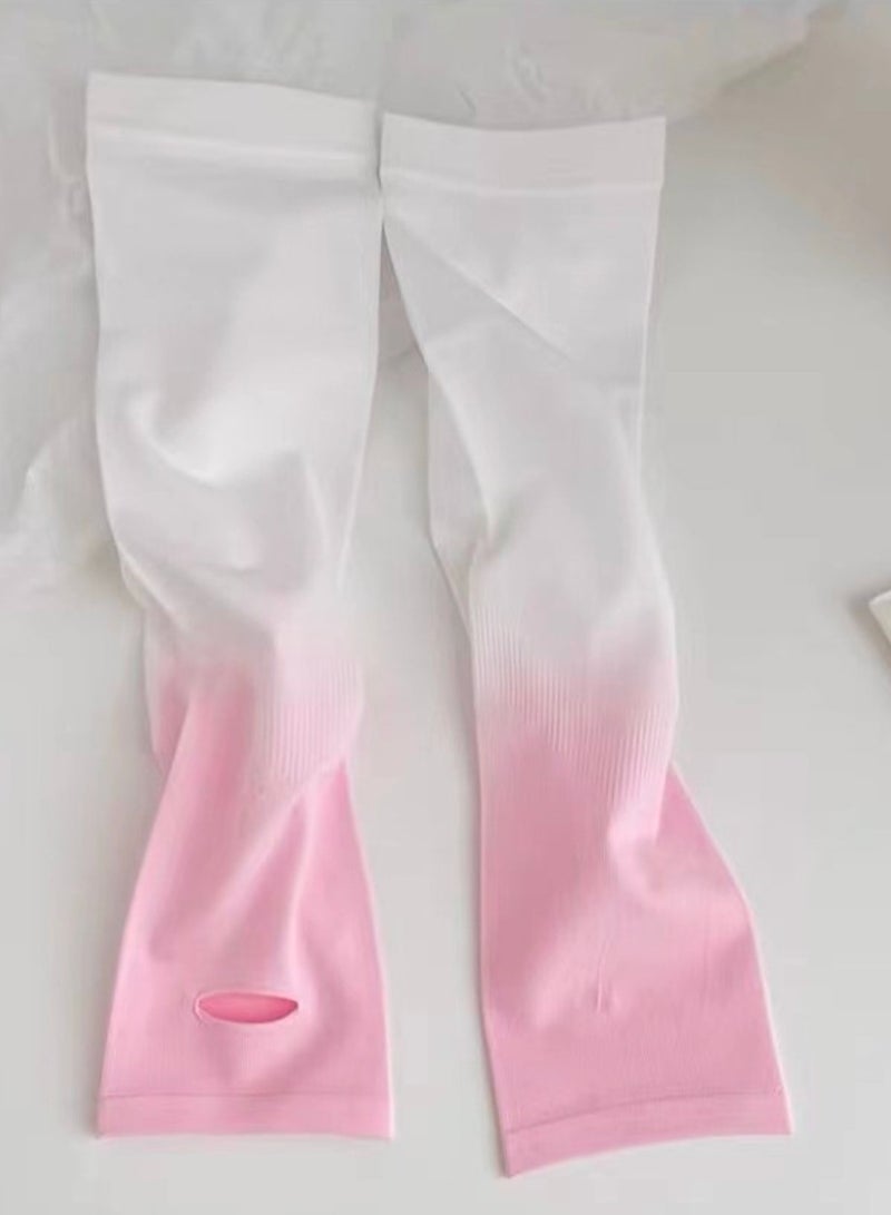 Three pairs of sleeves, a new gradient ice cover, an ice silk sunscreen cover, thin UV protection, pink and white  - Image 1