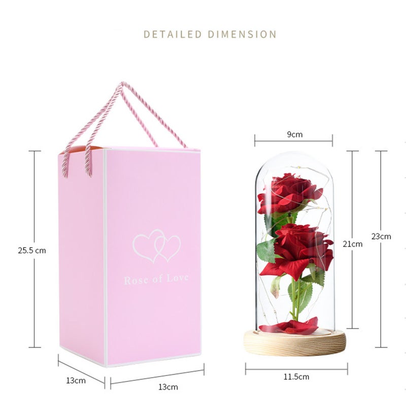 Preserved Pink Rose: Glass Dome With Warm LED Lights - Eternal Flower Decoration for Mother’s Day, Valentine’s Day, Weddings And Romantic Gifting Occasions - Image 4