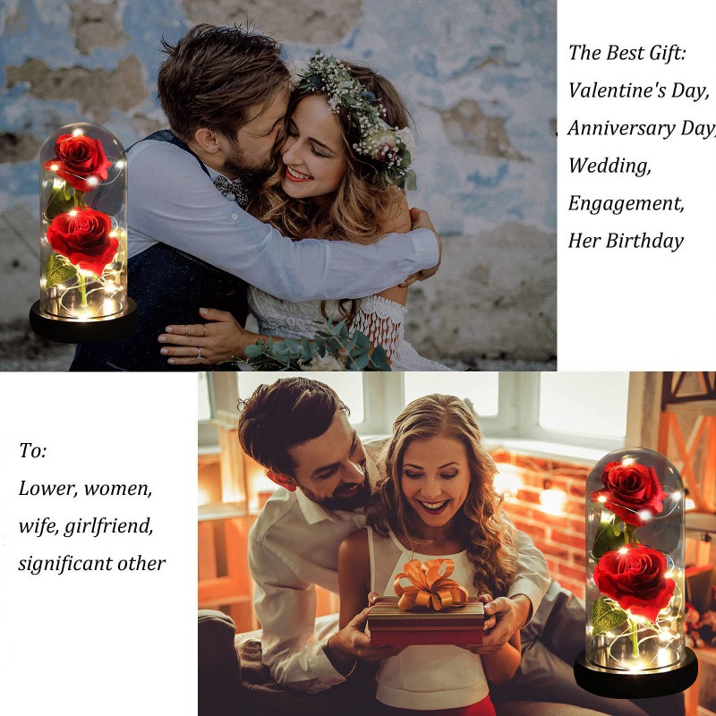 Preserved Pink Rose: Glass Dome With Warm LED Lights - Eternal Flower Decoration for Mother’s Day, Valentine’s Day, Weddings And Romantic Gifting Occasions - Image 2