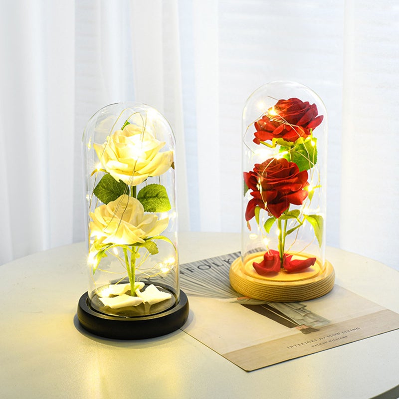 Preserved Pink Rose: Glass Dome With Warm LED Lights - Eternal Flower Decoration for Mother’s Day, Valentine’s Day, Weddings And Romantic Gifting Occasions - Image 3