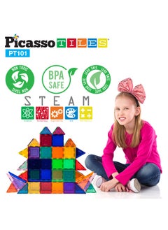 PicassoTiles PicassoTiles Classic Magnetic Building Blocks Set ( 101 Pieces )  - Image 3