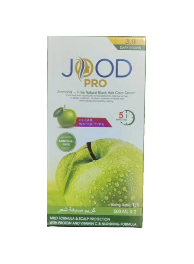 جود برو كريم صبغة شعر تفاح خالية من الأمونيا كريم 500 مل + مثبت 500 مل لون أسود طبيعي